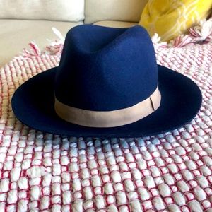 Wool Navy Blue Fedora